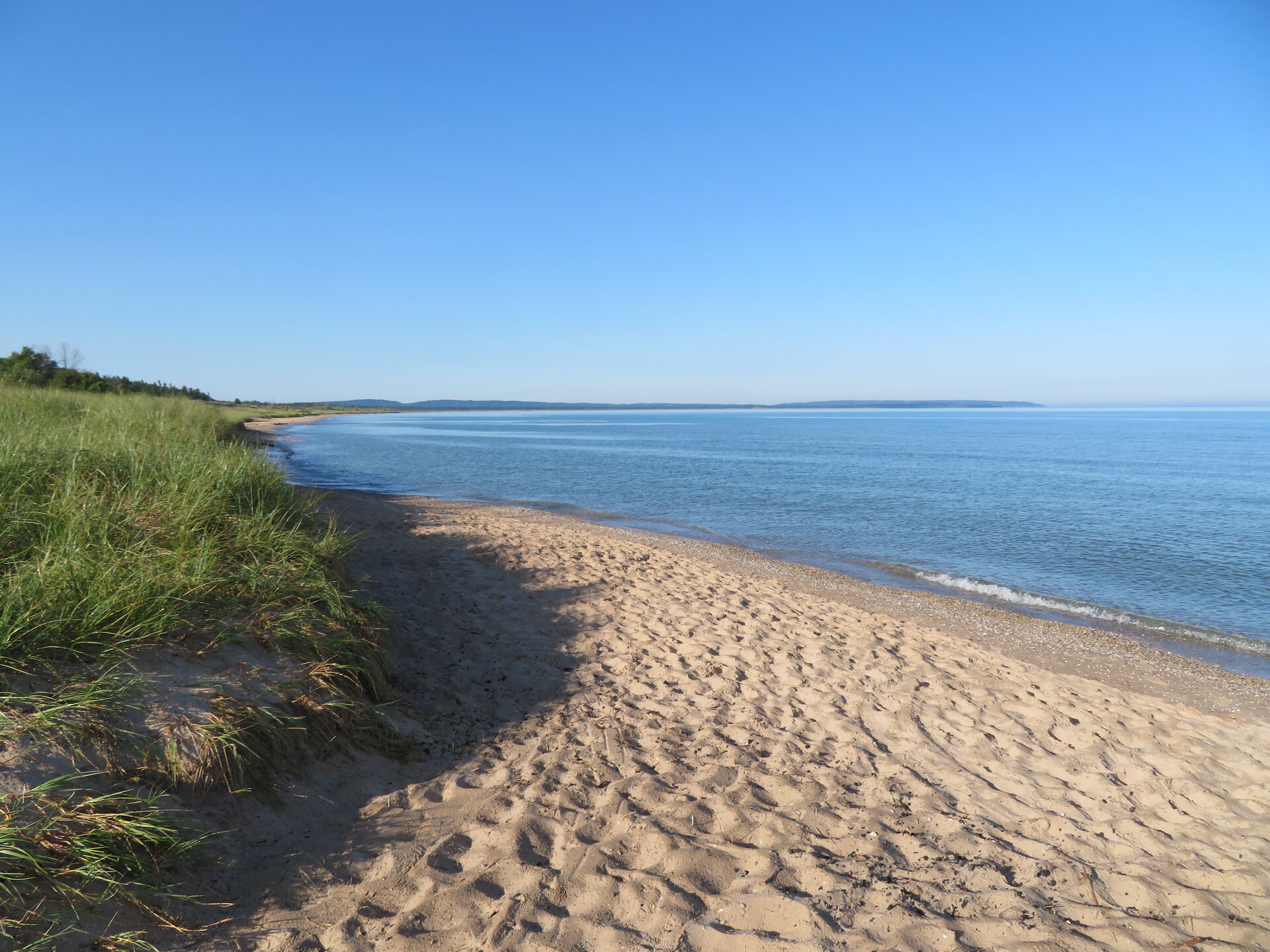 Sleeping Bear Dunes shoreline looking across Lake Michigan